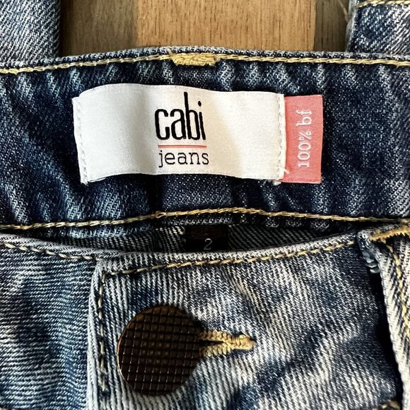 Cabi Distressed Denim Distressed Splatter Tapered leg medium wash Size 2 - Picture 9 of 11